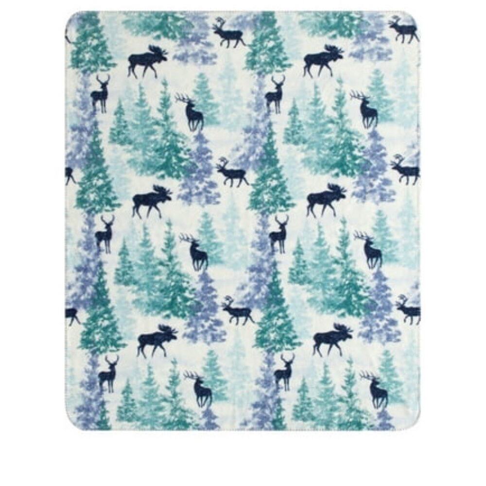 Holiday Time Super Soft Plush Throw Wilderness 50X60 White Background